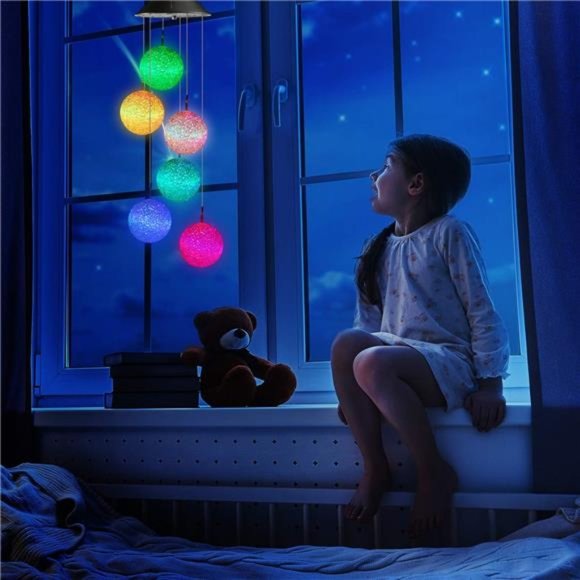 Solar Wind Chime Color Changing Ball Wind Chimes LED Decorative Mobile Gift Idea - Picture 5 of 6